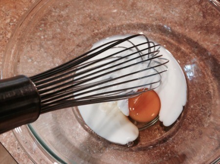 whisking buttermilk and egg