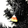 candy corn ornament on tree