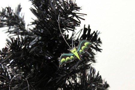 paper bat ornament on tree