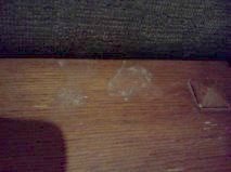 cat vomit stain on wood furniture