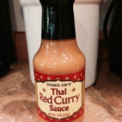 bottle of red curry sauce