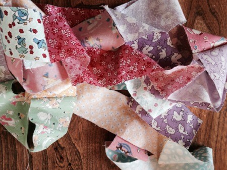 pile of strips sewn end to end