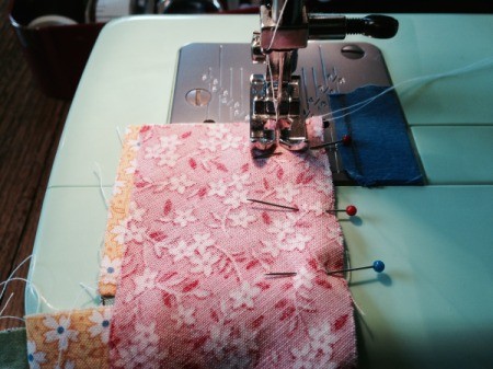 sewing strips together on long edge