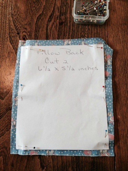 pattern on blue fabric for one back piece