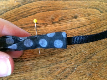 pin fabric and ribbon together