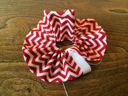 bunch fabric up with basting thread