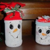 two glass jar snowmen nitelites