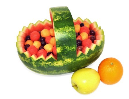 watermelon fruit salad basket