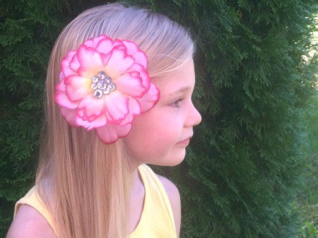 Homemade Flower Barrette - finisher flower.