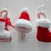 crochet ice skate, Santa hat, and stocking