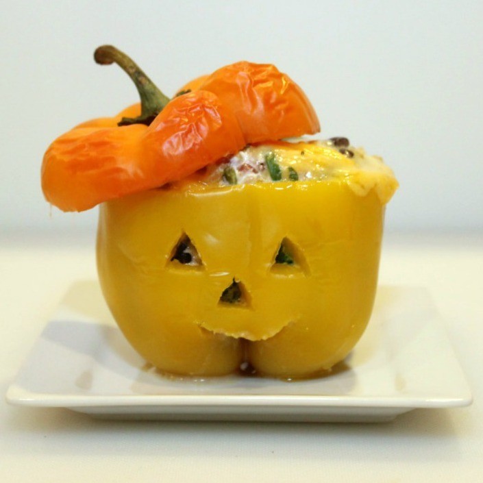 Jack-o'-lantern Stuffed Bell Peppers 