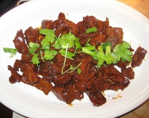 A plate of Vietnamese caramelized pork.