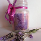 finished decorated jar with sprigs of lavender