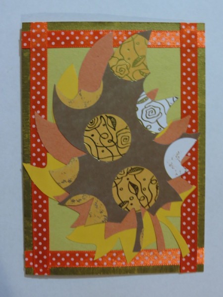 scrapbook paper leaf added last and gold painted edge added