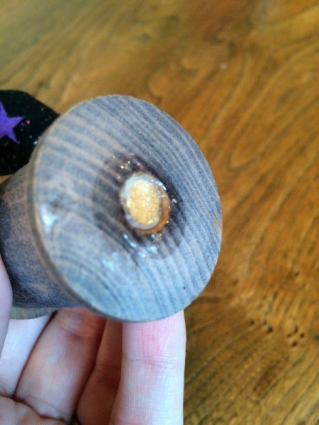 glue spool onto dowel