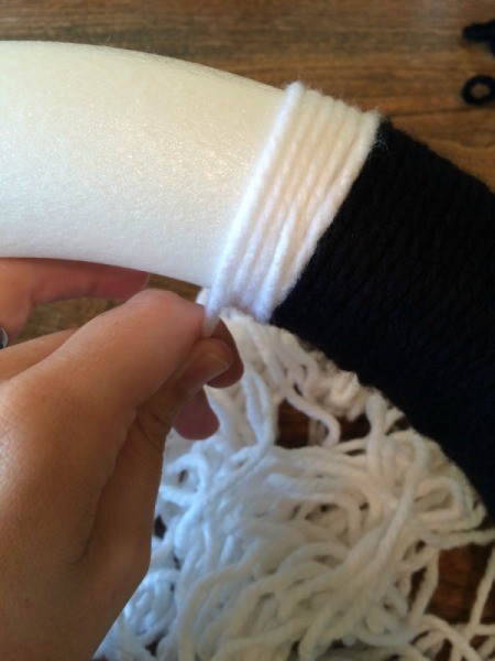 wrap with white yarn
