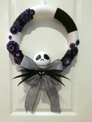 Nightmare Before Christmas Yarn Wreath