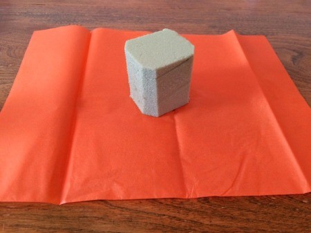 put foam block on tissue