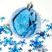 ice blue ornament and snowflake decorations