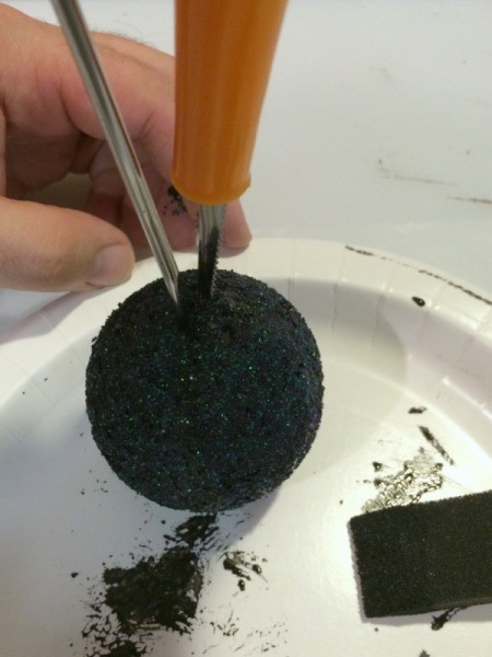 cut hole in foam ball 1