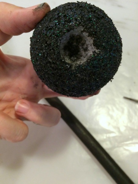 cut hole in foam ball 2