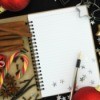 Christmas journal with cookies and cinnamon sticks