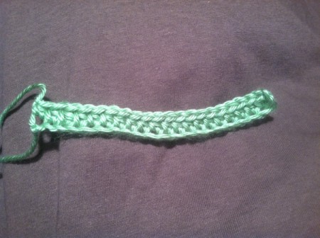 Finished half double crochet chain.