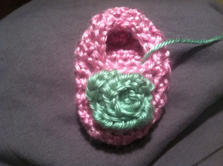 finished rosebud on bootie