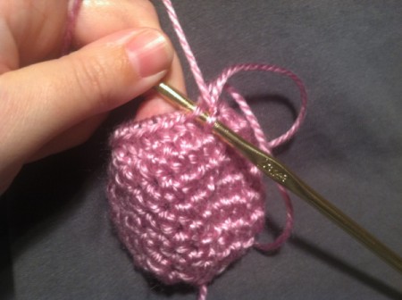 Crocheted Newborn Mitts - work in the free back loops - attach with a single crochet in one of the loops.  Chain 3, single crochet, chain 3.