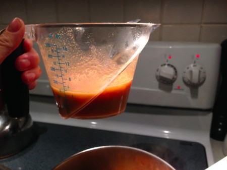 Chicken Tortilla Soup - mixing corn meal with broth