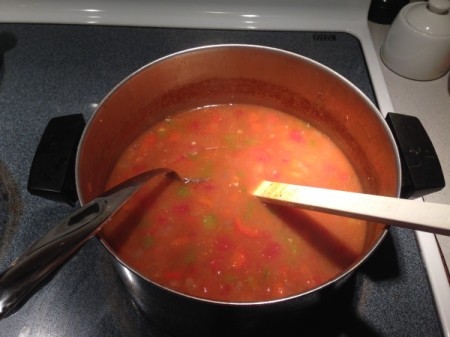 Chicken Tortilla Soup - continuing to mix after adding salt and pepper
