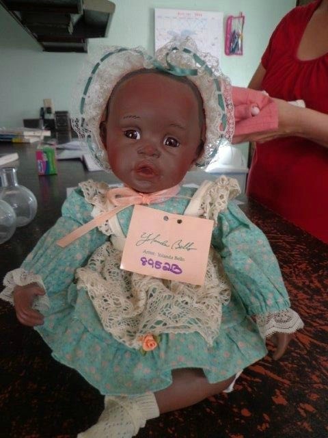 baby doll in blue dress