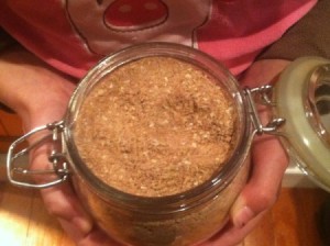 A jar of homemade taco seasoning