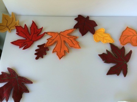 arranging leaves on table