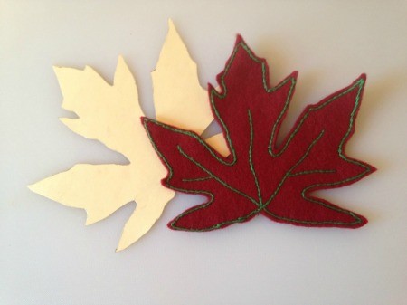 maple leaf template and completed leaf