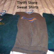 Three sweatshirts purchased at the thrift store.