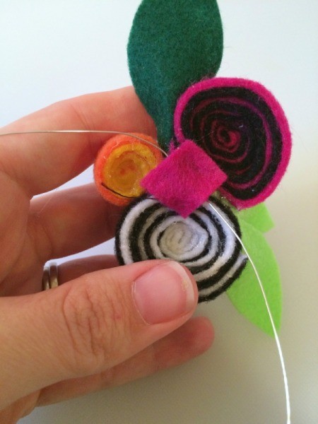 attach wire to flowers