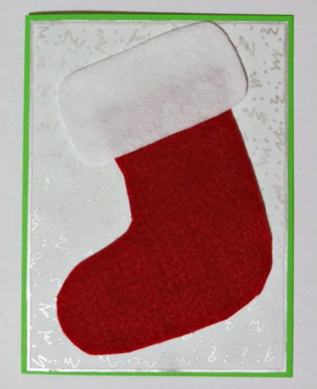 placing stocking on card front