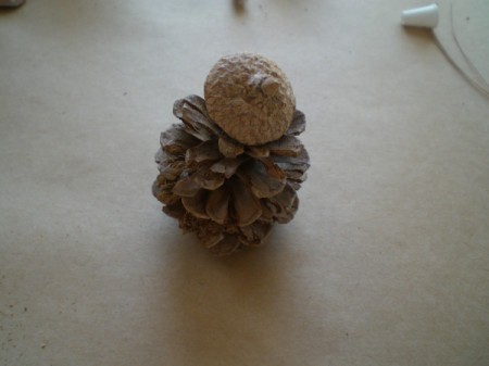 step 1 gluing on acorn cap