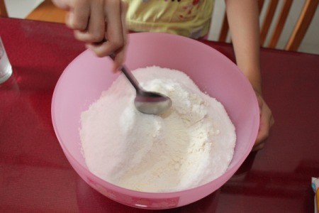 mixing in flour