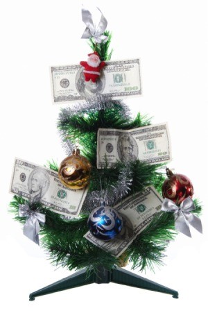 Christmas tree with money