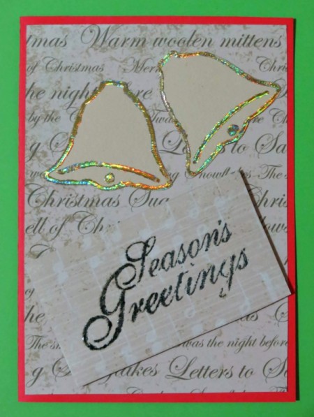 bells and greetings added to card face