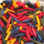 bowl of colored pasta
