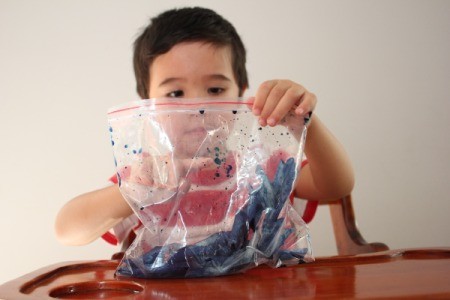 looking at colored pasta