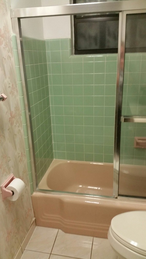 closeup of tub and shower