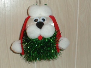 An ornament of a Christmas Dog