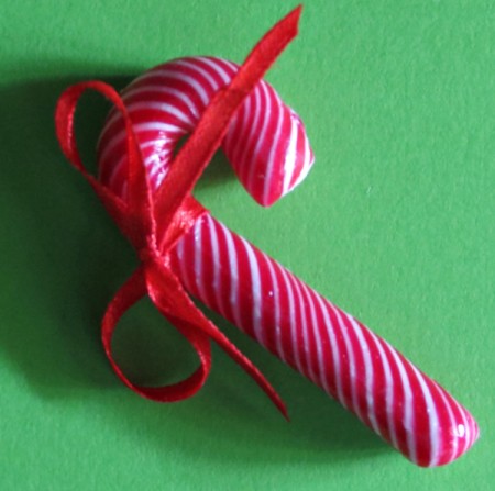 candy cane decoration with bow