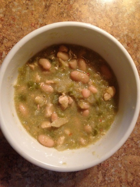 Green Chili Chicken - bowl of green chile chicken chili