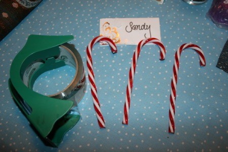 Supplies for candy cane place cards