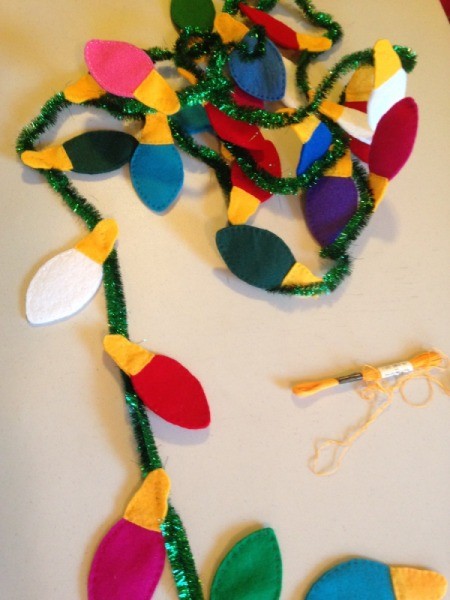 embroidery floss and section of garland